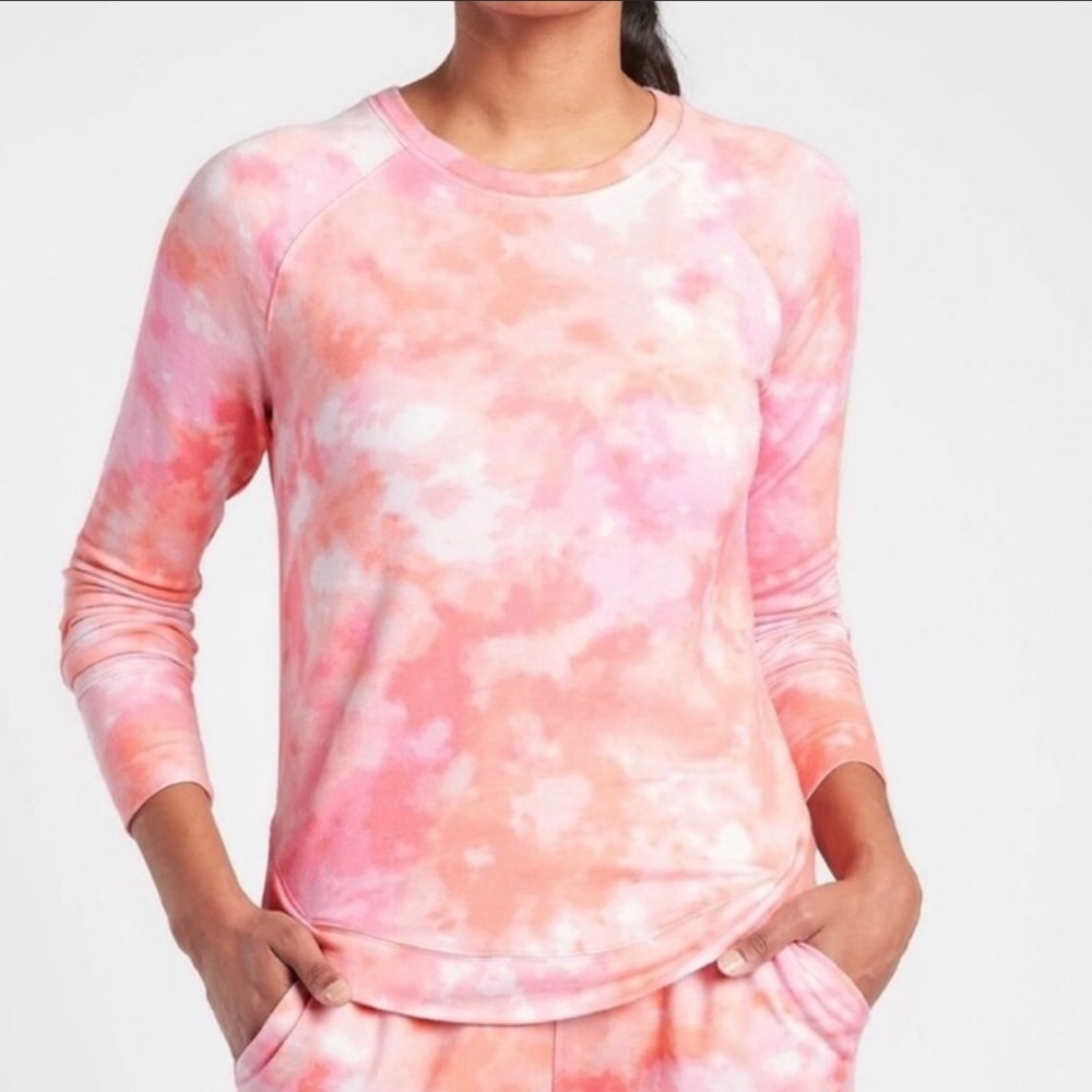 Women's Athleta Mindset Pink/Orange/White Tie Dye "Positive Latitudes Print. Med